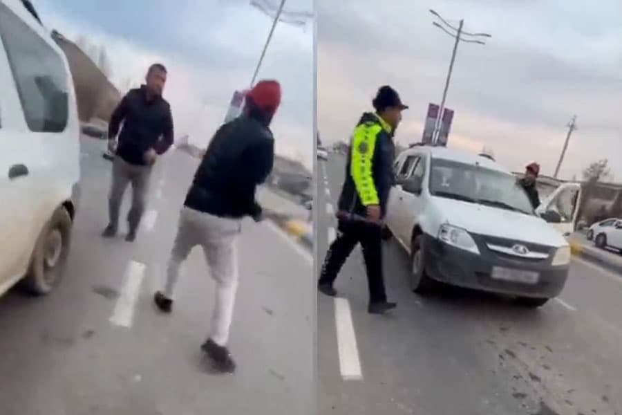 Қашқадарёда зўравон йўловчи светофорда тўхтаб турган машинани пачақлаб ташлади