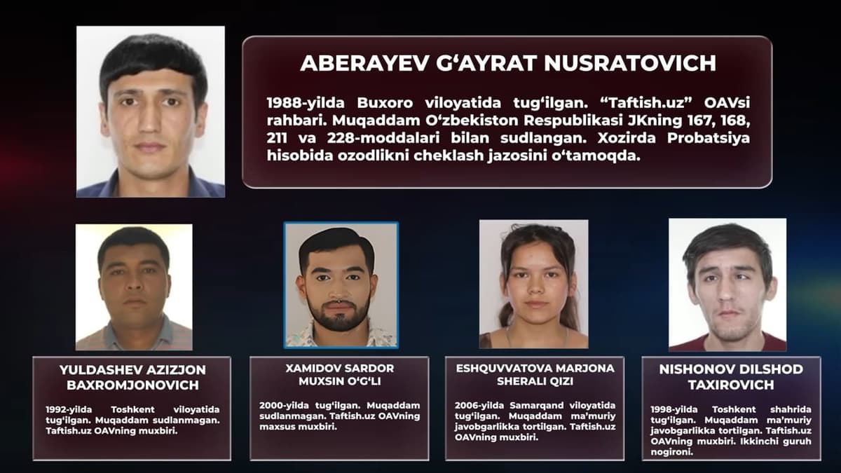 Taftish.uz saytining 5 xodimi qo‘lga olindi. Ular tovlamachilik va firibgarlik jinoyatlarida ayblanmoqda