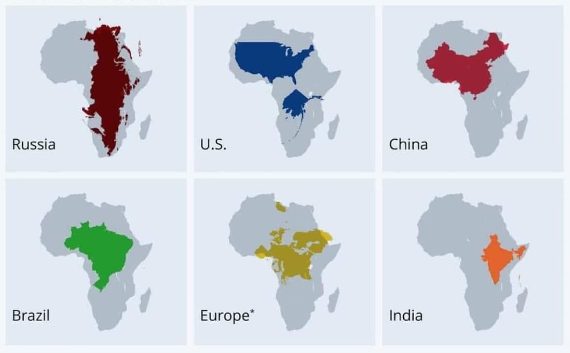 Infografika: Afrikaning haqiqiy ko‘lami