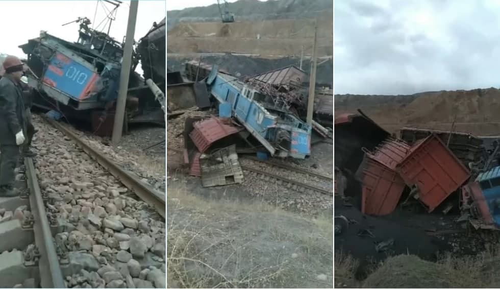 Angrenda ikki yuk poyezdi to‘qnashuvi oqibatida 20 ta vagon ag‘darildi 
