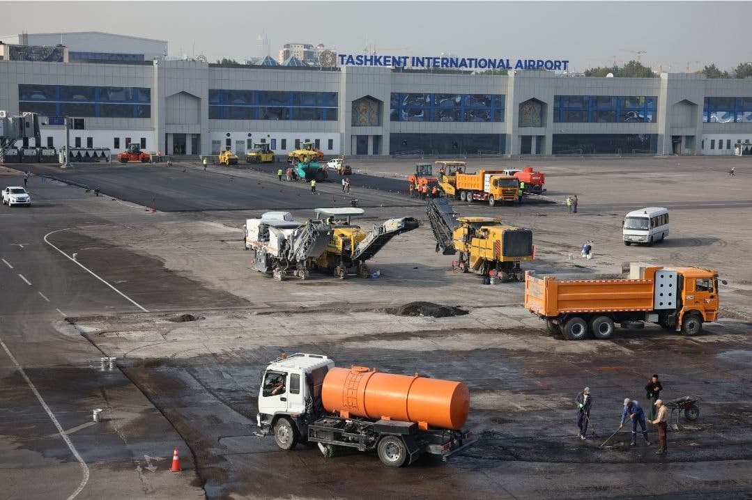 «Toshkent» aeroportida samolyotlar to‘xtash joylarini kapital ta’mirlash ishlari boshlandi