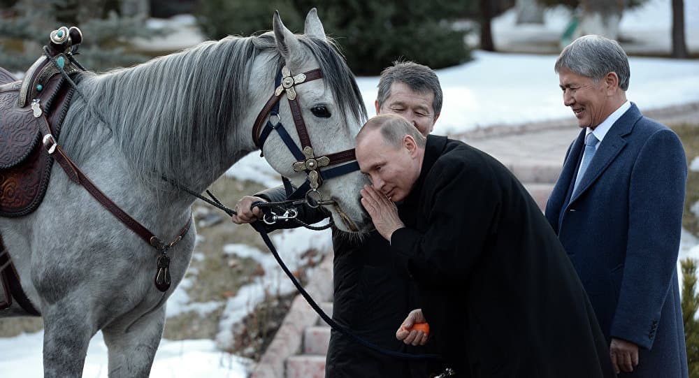 Фото: Атамбаев Путинга арғумоқ совға қилди