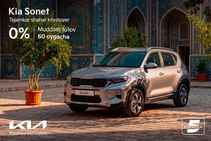Kia Uzbekistan Kia Sonet uchun yillik 0% dan boshlanadigan stavkali muddatli to‘lov shartlarini e’lon qildi