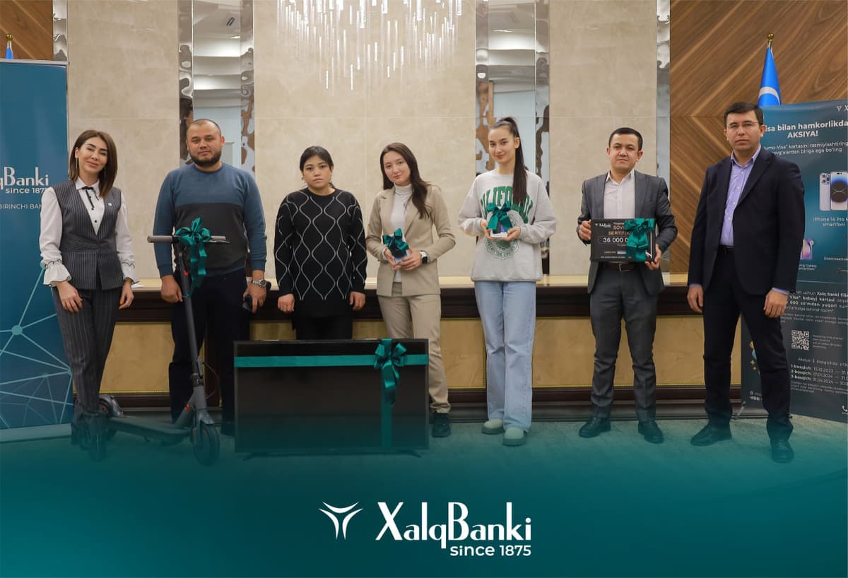 Xalq banki va Visa to‘lov tizimi hamkorligidagi aksiya g‘oliblariga sovg‘alar topshirildi