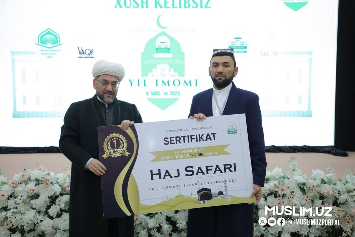 “Yil imomi – 2023” ko‘rik tanlovi g‘olibiga Haj safari yo‘llanmasi berildi