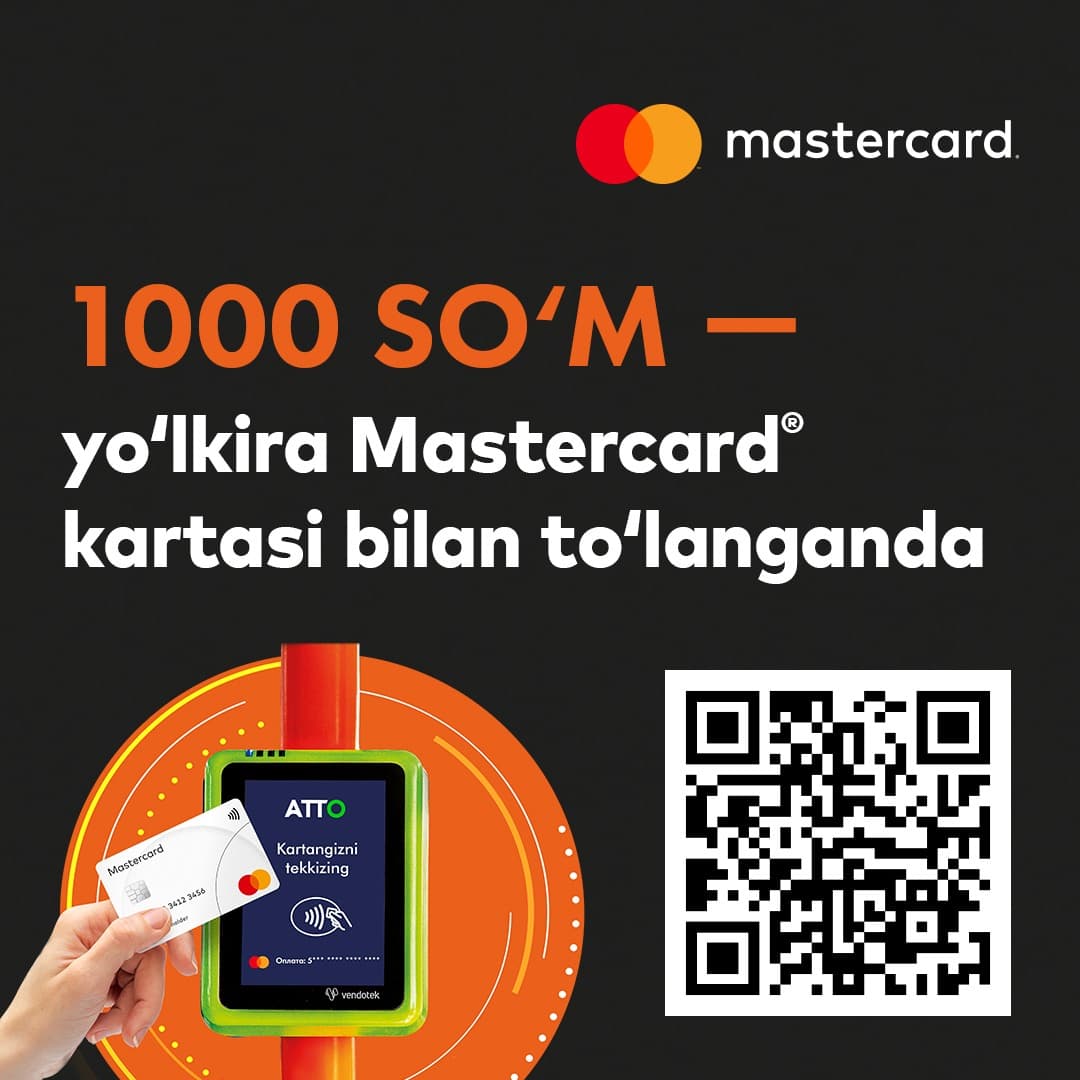 Mastercard aksiya e’lon qiladi: jamoat transportida 1000 so‘mga qatnash