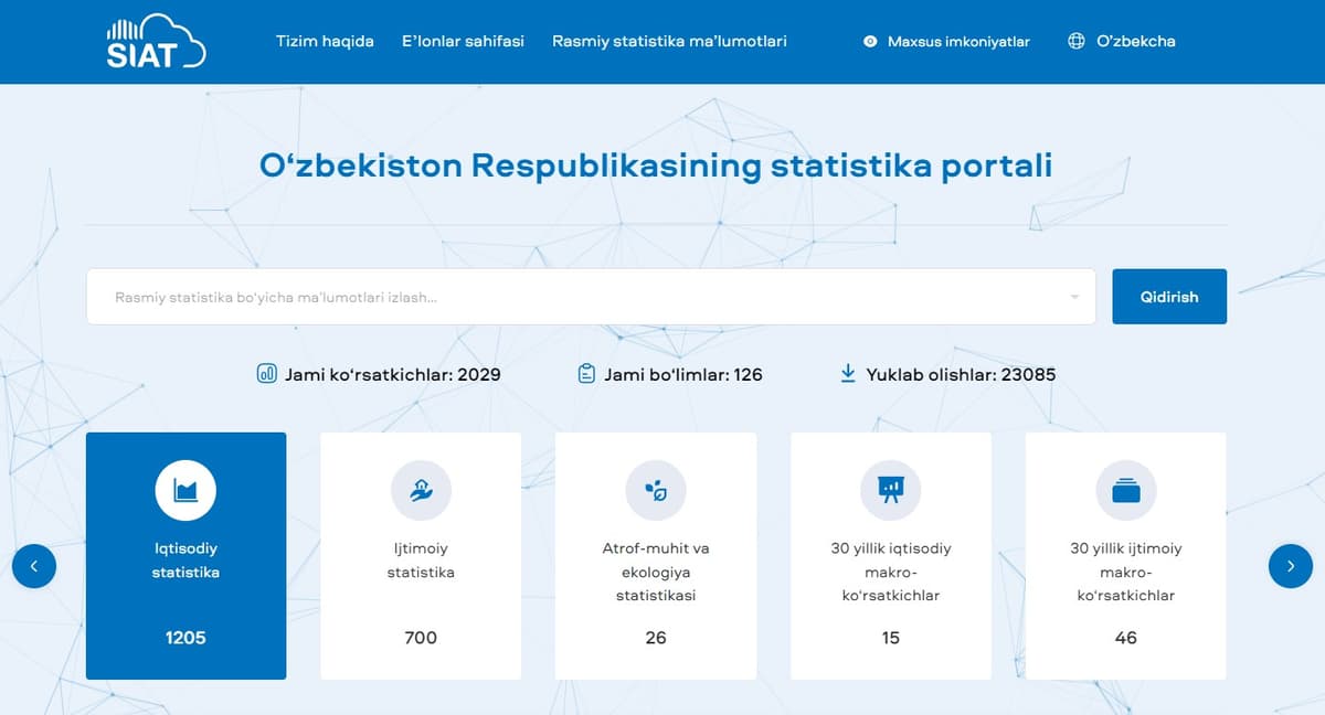 O‘zbekiston statistika portali sinov rejimida ishga tushirildi