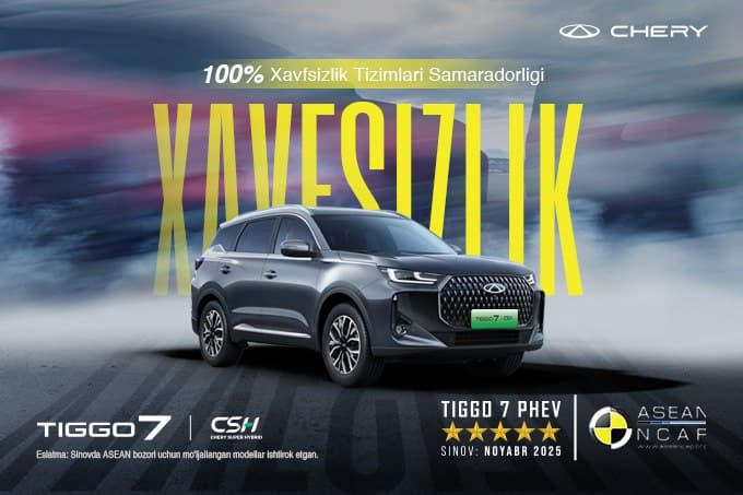 Chery Tiggo 7 to‘rtta yetakchi krash-testda 5 yulduz olgan birinchi Xitoy avtomobili bo‘ldi