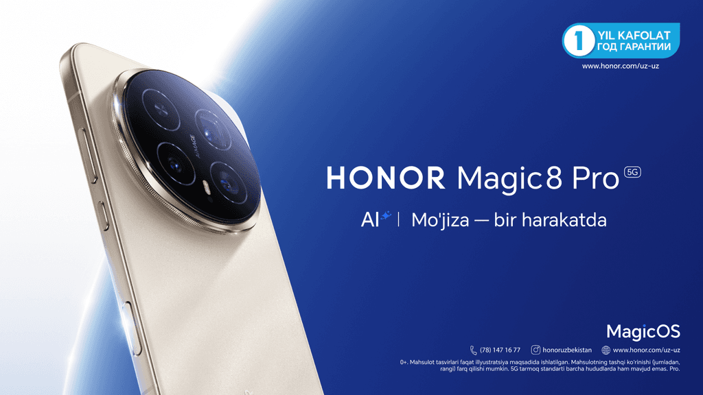 Bu oddiy smartfon emas, balki asl mo‘jiza: HONOR Magic8 Pro flagmani O‘zbekiston bozoriga ilk bor rasman kirib keldi