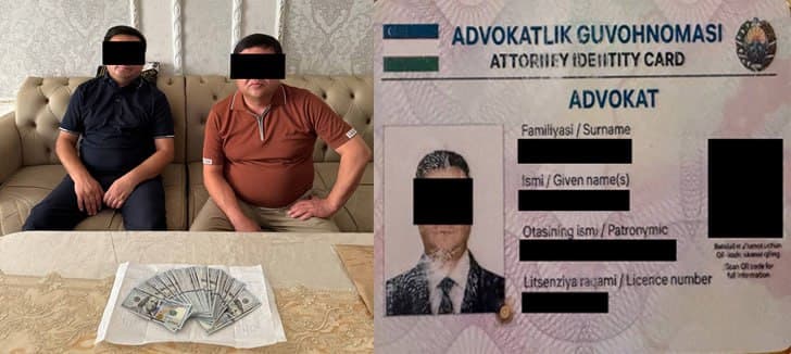 Toshkentda o‘zini IIV mansabdori sifati tanishtirib, pul undirmoqchi bo‘lgan advokat ushlandi