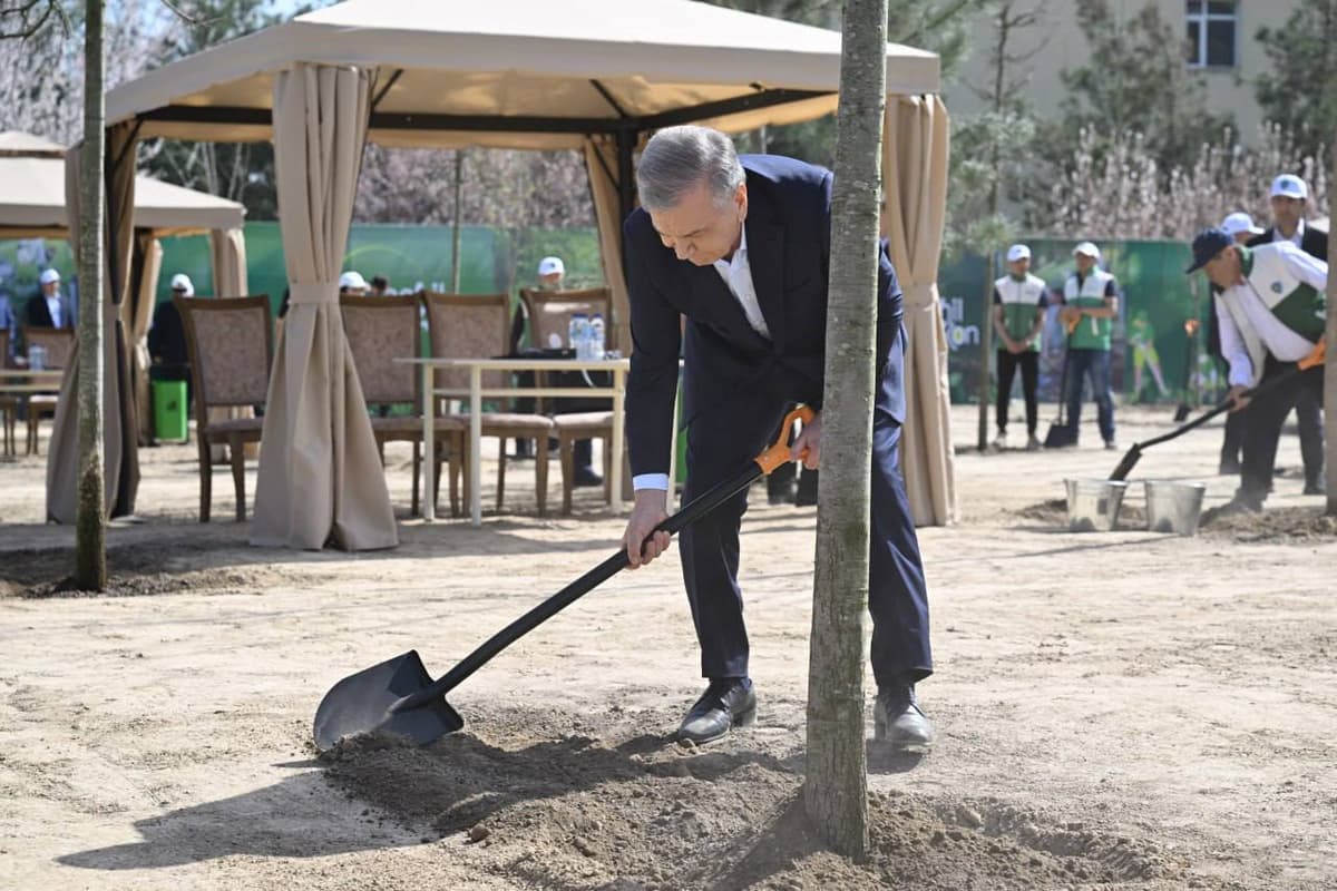 Shavkat Mirziyoyev Bektemirdagi yangi bog‘ga ko‘chat ekdi