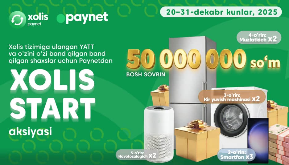 Paynet’дан Xolis фойдаланувчилари учун кенг кўламли акция