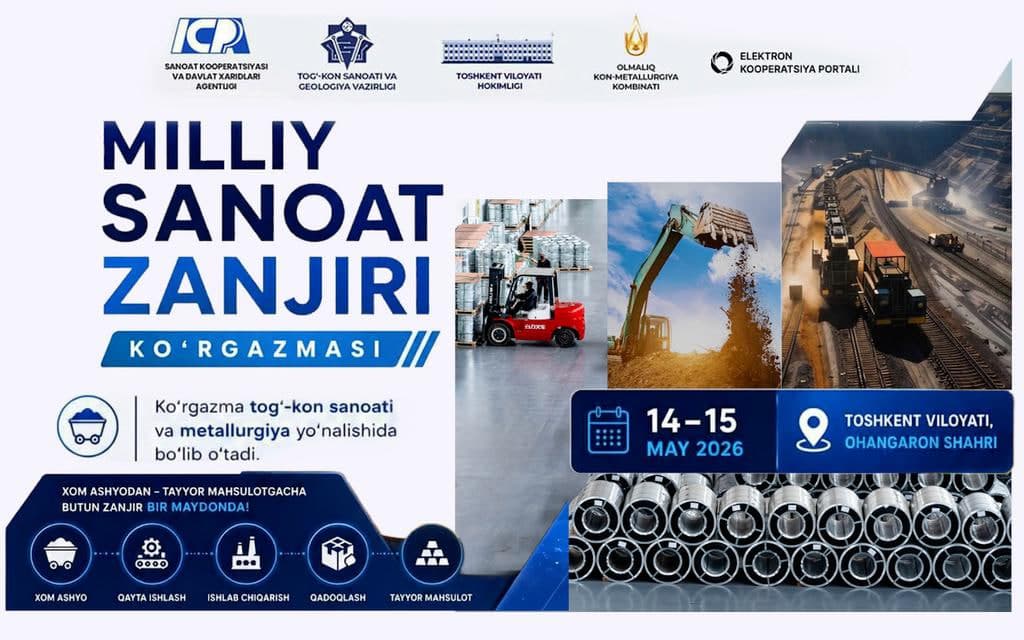 Import o‘rnini bosadigan mahsulotlar, kafolatli xarid va yangi hamkorlar: Ohangaronda “Milliy sanoat zanjiri” ko‘rgazmasi o‘tkaziladi