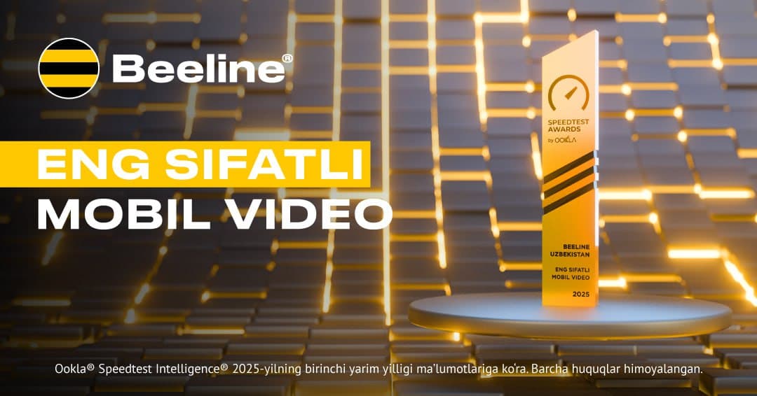 Beeline Uzbekistan Ookla tomonidan mobil qurilmadan video tomosha qilish bo‘yicha eng yaxshi operator deb tan olindi