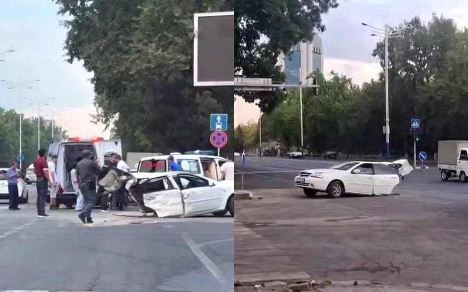 Toshkentda YTH oqibatida Lacetti ikkiga bo‘linib ketdi