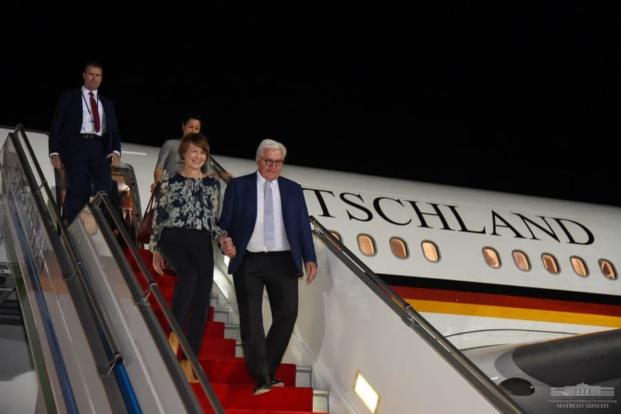 German President Frank-Walter Steinmeier arrives in Uzbekistan for official visit