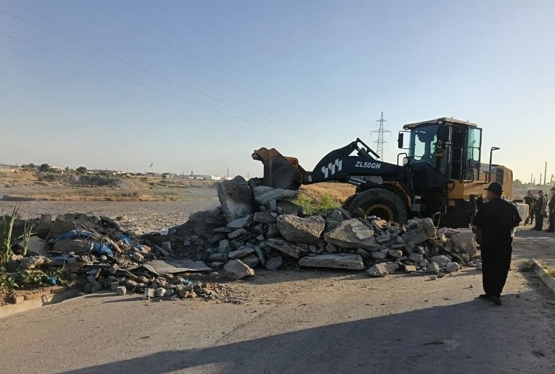 Chirchiq daryosi qirg‘og‘ining o‘pirilgan qismini mustahkamlash ishlari boshlandi