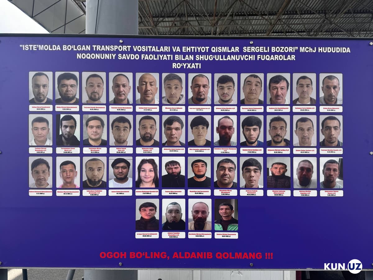 Sergeli mashina bozorida noqonuniy savdogarlarning rasmi ilib qo‘yildi