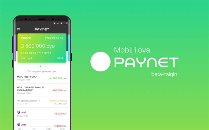 Endilikda PAYNET xizmatlari sizning uyali telefoningizda