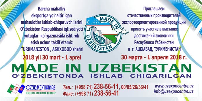 Turkmanistonda Made in Uzbekistan bo‘lib o‘tadi