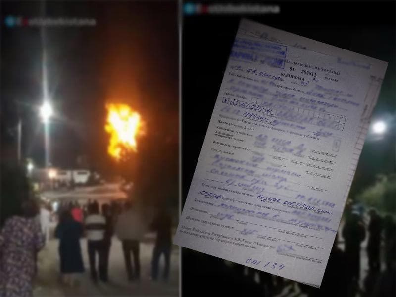 Toshkentda haydovchi gaz quvuriga borib urilishi oqibatida yong‘in chiqdi