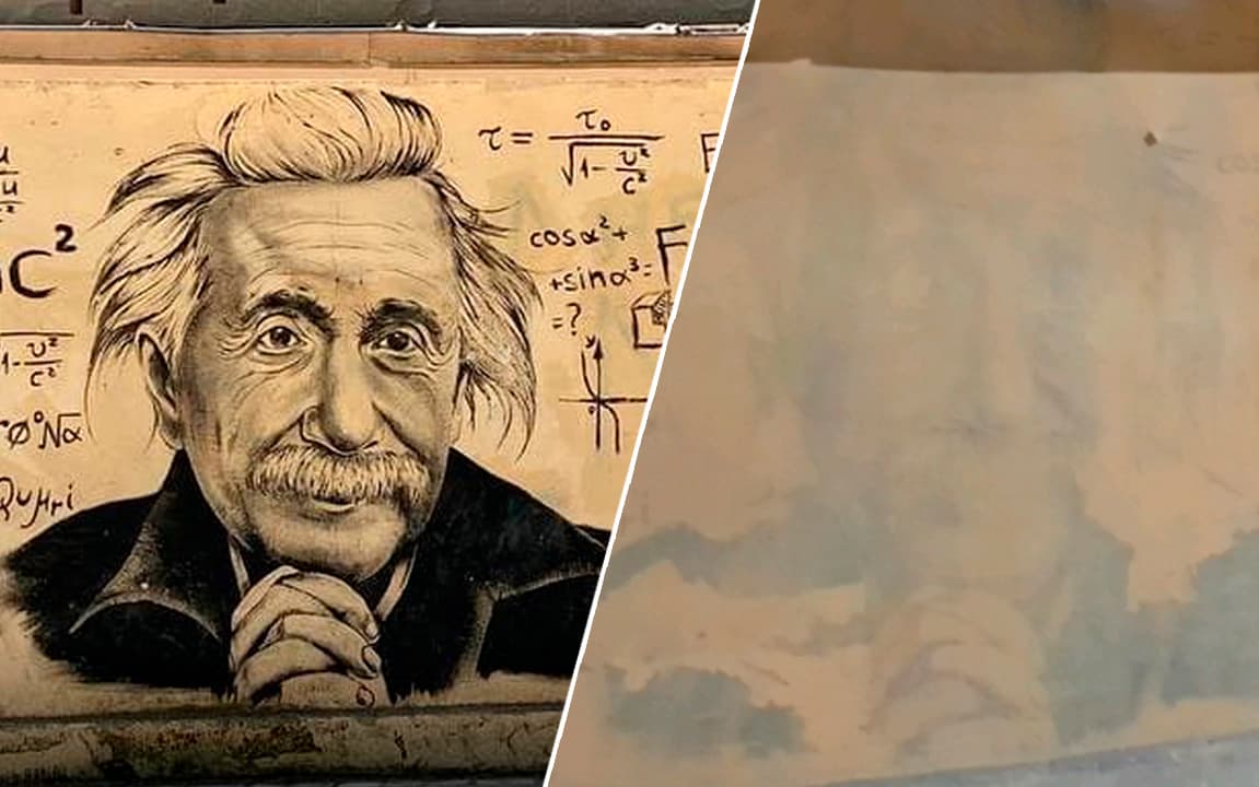 Chilonzorda maktab ro‘parasidagi devorda Eynshteyn tasvirlangan graffiti o‘chirib tashlandi