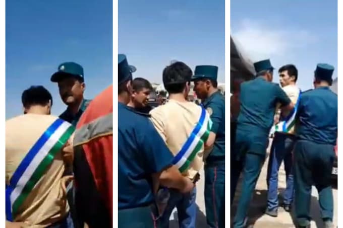Qashqadaryoda bayroq ranglaridagi lentani taqib yurgan yigitga ochilgan ish bekor qilindi