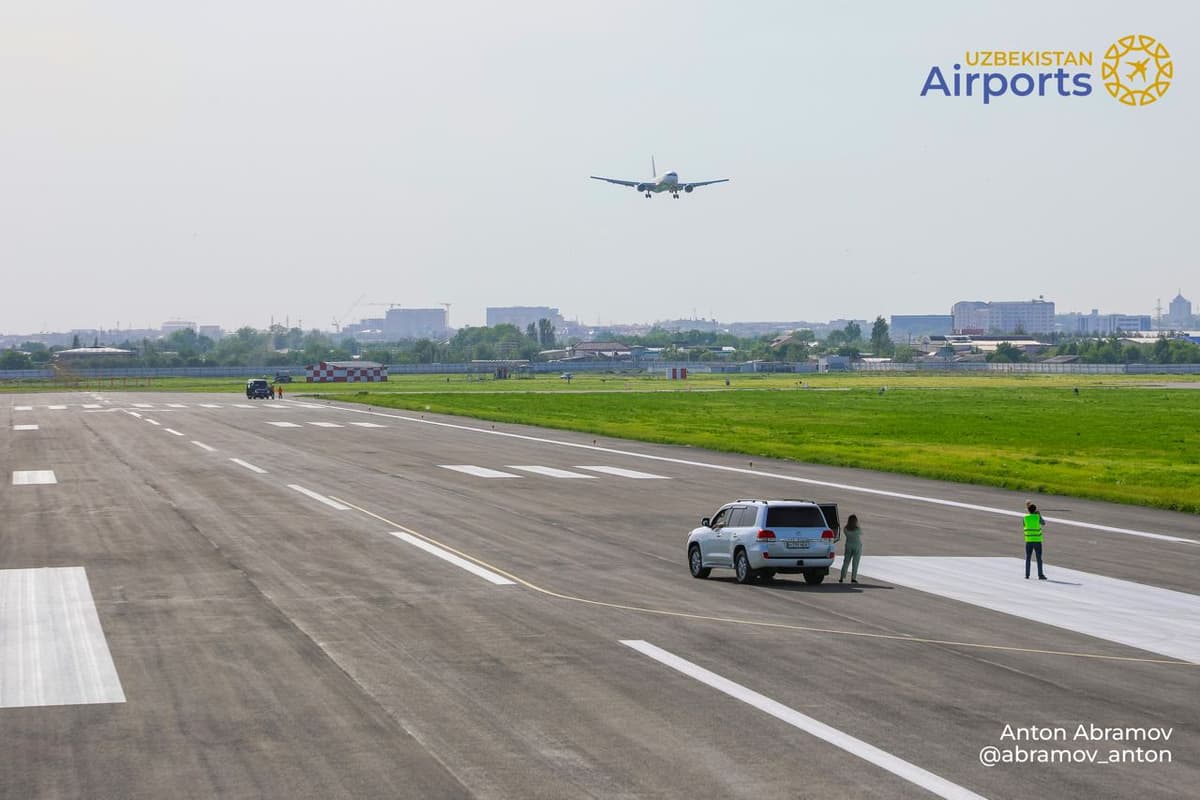 Toshkent aeroportida ikkinchi uchish-qo‘nish yo‘lagi 120 mlrd so‘mga rekonstruksiya qilindi