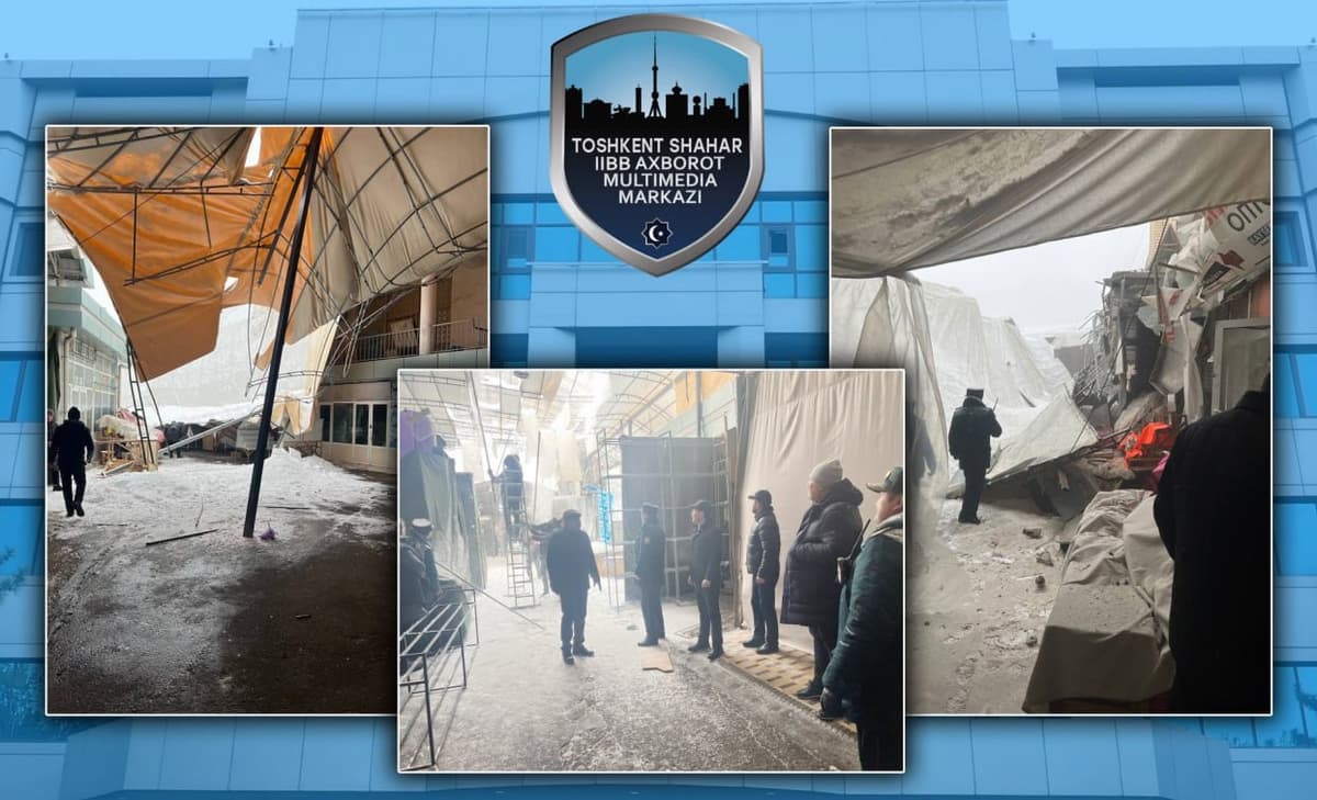 «Chilonzor buyum savdo kompleksi» hududidagi soyabonlar qulab tushdi