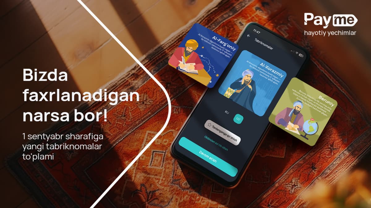 Payme ajdodlarimizning jahon yutuqlariga bag‘ishlangan tabriknomalar to‘plamini tayyorladi