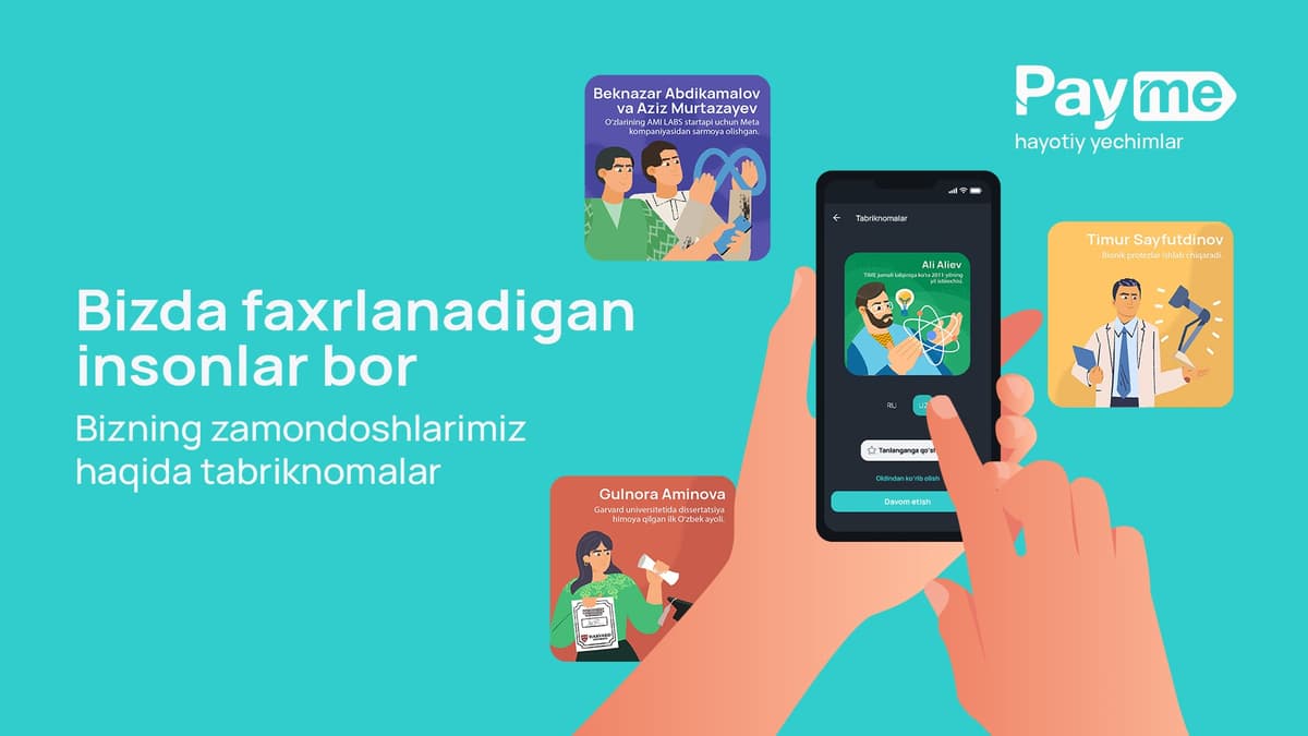 Payme’dan dunyoni zabt etayotgan o‘zbeklarga bag‘ishlangan yangi tabriknomalar to‘plami