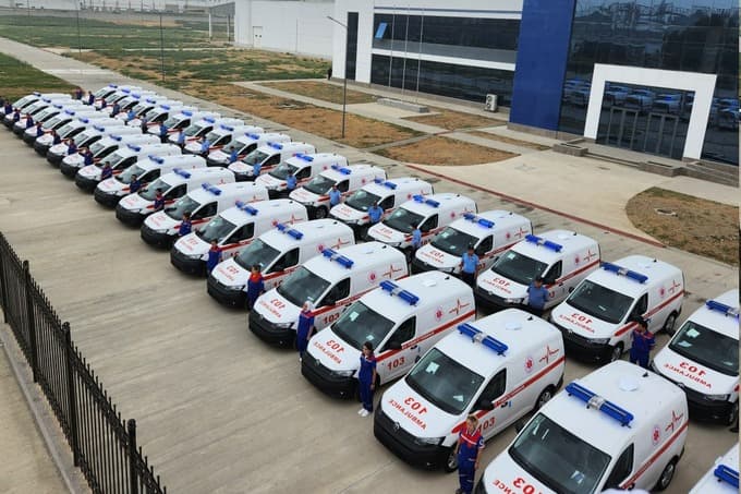 Jizzax va Qashqadaryoga 50 dona Volkswagen Caddy tez yordam mashinalari yuborildi