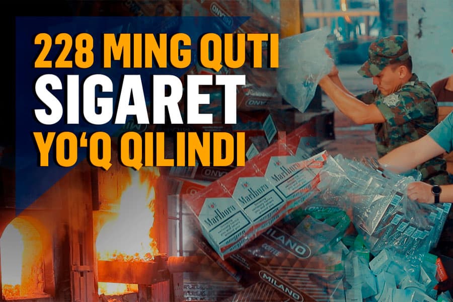 Toshkentda noqonuniy muomaladan olib qo‘yilgan 3,3 mlrd so‘mlik sigaret yo‘q qilindi
